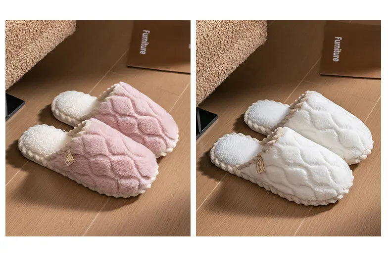 Cotton Slippers for Women Suitable for Spring Autumn Living Indoor Anti Slip Home Warm Home Couple Winter Furry Men Slippers