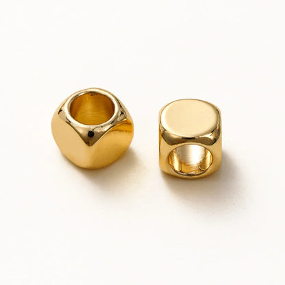 50pcs/lot 2-5mm 14K/18K Real Gold Plated Brass Square Spacer Loose Beads for DIY Jewelry Making Beads Accessories Findings