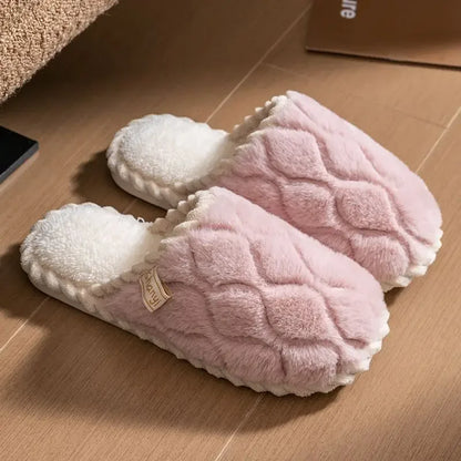 Cotton Slippers for Women Suitable for Spring Autumn Living Indoor Anti Slip Home Warm Home Couple Winter Furry Men Slippers