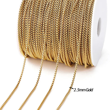 No Fade 2Meters Stainless Steel Chains Gold Color Lips Beads Beaded Chain for Jewelry Making DIY Necklace Bracelet Accessories