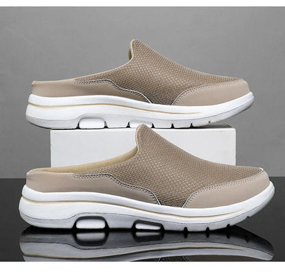 2024 Summer new breathable mesh shoes outdoor non-slip walking shoes comfortable sandals men half slippers casual loafers 35-48