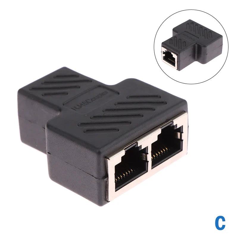 RJ45 1 To 1/2 LAN Ethernet Network Cable Female Splitter Adapter Connector Splitter Extender Plug Network Tee Head Connection
