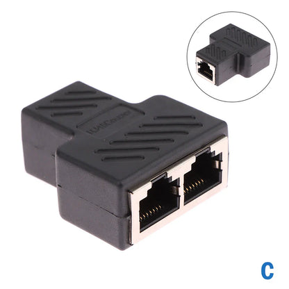 RJ45 1 To 1/2 LAN Ethernet Network Cable Female Splitter Adapter Connector Splitter Extender Plug Network Tee Head Connection