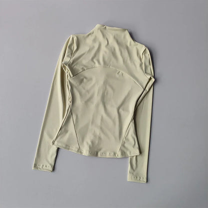 Women Sports Jacket Zip Fitness Yoga Shirt Workout Running Coats Warm Gym Long Sleeve Top Cardigan Slim Tight Jacket Activewear