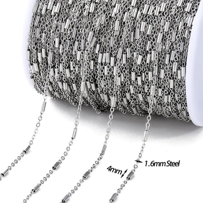 No Fade 2Meters Stainless Steel Chains Gold Color Lips Beads Beaded Chain for Jewelry Making DIY Necklace Bracelet Accessories