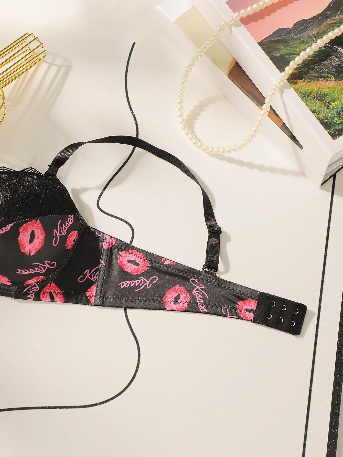 High Quality Printed Patchwork Lace Sexy Lingerie Set For Women's Push Up Bras With Steel Ring Underwear A2174