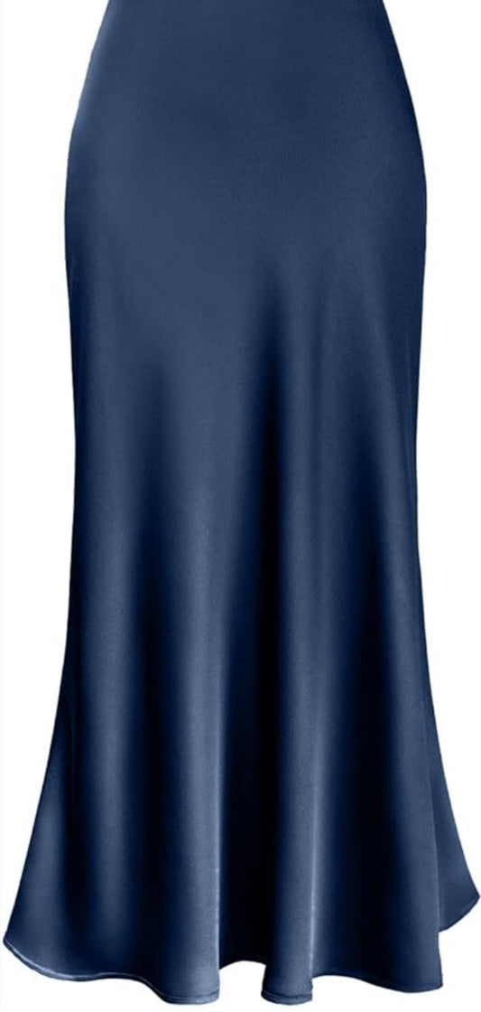 Blue Satin Skirt P1