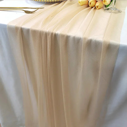 Chiffon Table Runner Sheer Fabric Silk for Boho Sheer Fabric Wedding Arch Overlay Draping Decoration Birthday Party Table Decor