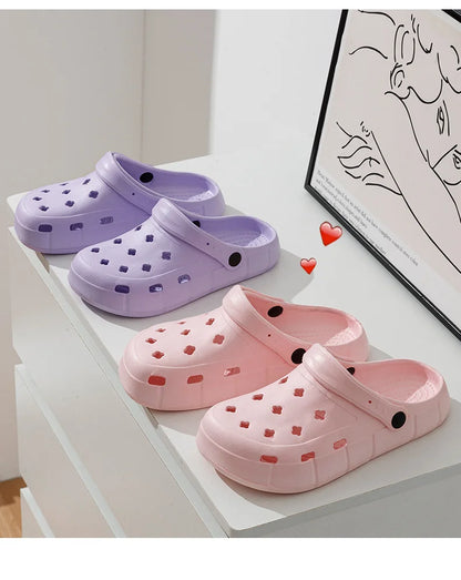 Women Waterproof Slippers Summer Outdoor Women Slides EVA Soft Sole Garden Shoes Indoor Solid Colored Slippers Holes Shoes