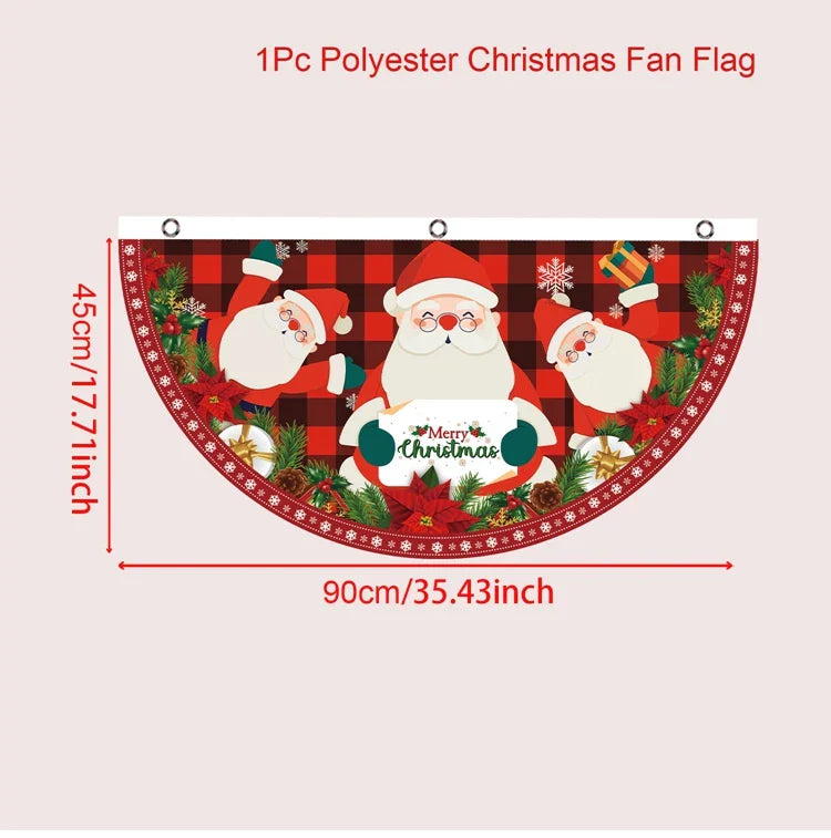 Christmas Fan-shaped Flag Banner Christmas Decoration for Home 2024 Christmas Ornament Xmas Navidad Noel Gift New Year 2025