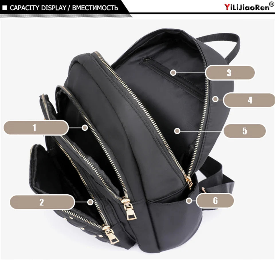 Fashion Bagpack Women High Quality Nylon Backpacks Female Big Travel Back Pack Large School Bags for Teenage Girls Shoulder Bag