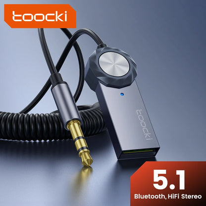 Toocki Wireless Bluetooth 5.1 Receiver Adapter 3.5mm Jack Audio Music Dongle USB Car Bluetooth Transmitter for Aux Car Speaker