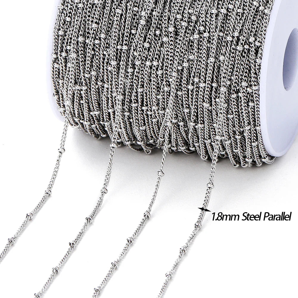 No Fade 2Meters Stainless Steel Chains Gold Color Lips Beads Beaded Chain for Jewelry Making DIY Necklace Bracelet Accessories