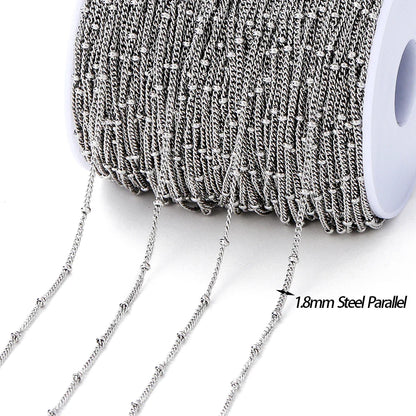 No Fade 2Meters Stainless Steel Chains Gold Color Lips Beads Beaded Chain for Jewelry Making DIY Necklace Bracelet Accessories