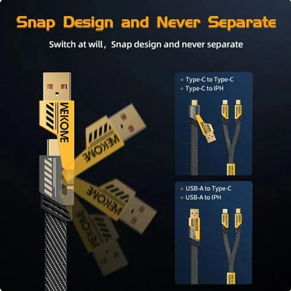 Four-in-one Multi-function Data Cable, USB-A/IPH/TYPE-C Port Conversion, Suitable for Charging Various Mobile Phone Models.