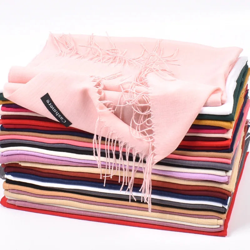 Leather Powder Autumn and Winter New Solid Color Scarves Wholesale for Men and Women 120g Single Color Headband Shawl