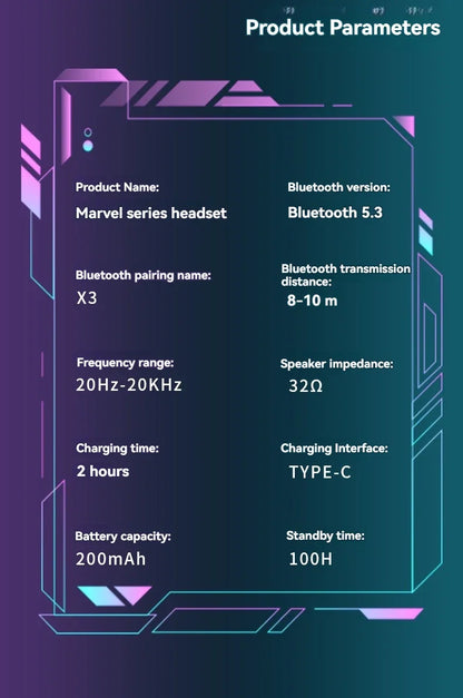 Disney Headphones Foldable HIFI Sound Bluetooth Headsets Spider-Man Series Wireless Earphones Bluetooth for Kids Anime Cartoon