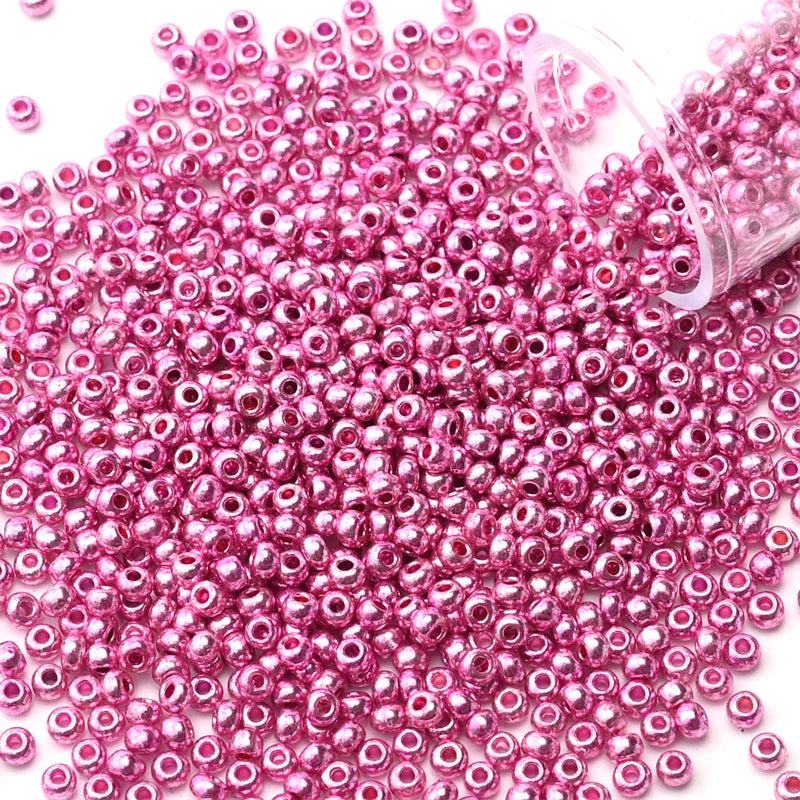 12Grams/Tube 2mm Metallic Seed Beads Japanese Round Glass Seedbeads For DIY Needlework Dress Adornment Sewing 1200pcs