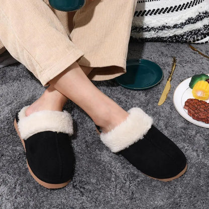 Comwarm Fluffy Winter Slippers For Women Furry Fuzzy Home Shoes Faux Fur House Plush Slippers Indoor Warm Comfy Mute Flats Slide