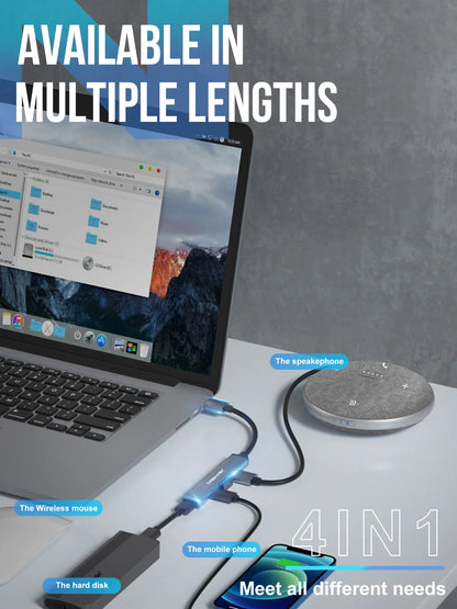 Lemorele 120cm 4Ports USB HUB OTG USB A 3.0 Adapter Multi Splitter Adapter Laptop Accessories For Xiaomi Lenovo Macbook Pro