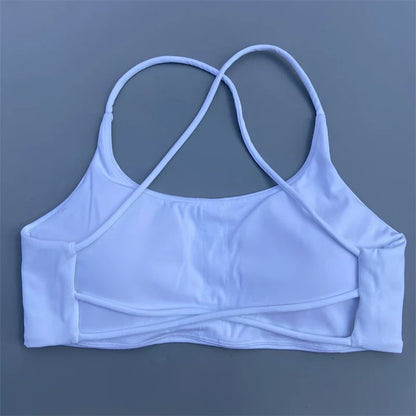Women Sports Bra Sexy Cross Straps Back Fitness Bralette High Impact Gym Yoga Workout Crop Top Vest Push Up Running Underwear