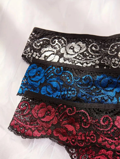 Transparent Lace Romantic Floral Thong Soft & Seductive Open Crotch Women's Underwear Sexy G-string Comfortable Female Lingerie