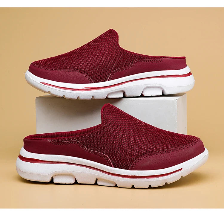 2024 Summer new breathable mesh shoes outdoor non-slip walking shoes comfortable sandals men half slippers casual loafers 35-48