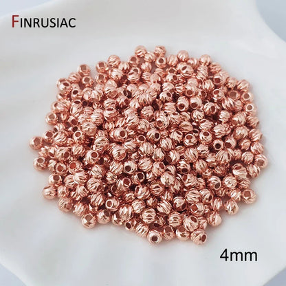 18K Gold Plated Brass Spacer Beads For Jewelry Making Materials,Separators For Beads, Striped Cut Flower Beads For Needlework