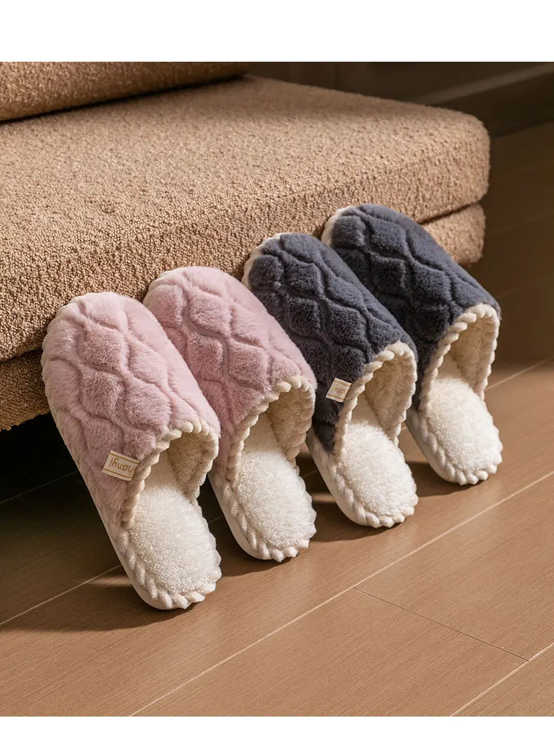 Cotton Slippers for Women Suitable for Spring Autumn Living Indoor Anti Slip Home Warm Home Couple Winter Furry Men Slippers