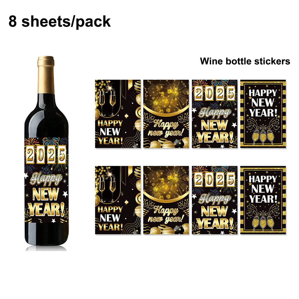 Happy New Year 2025 Balloons Gold Number 2025 Foil Balloons Happy New Year Letters Balloon Banner Gold New Years Eve Party Decor