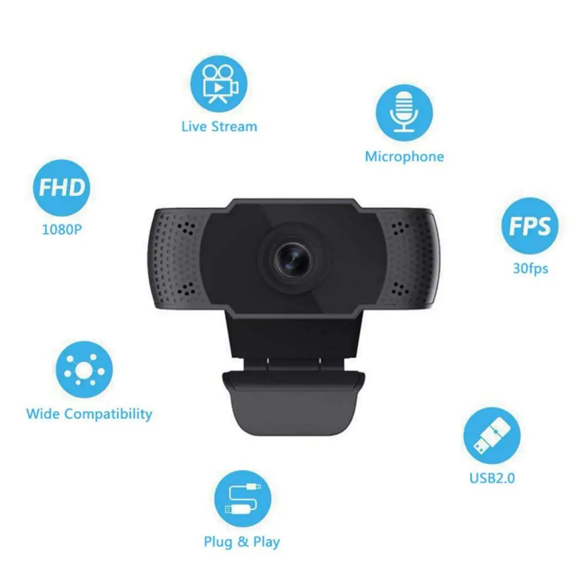 New 1080P Webcam Full HD Web Camera With LED Fill Light Microphone USB Plug Web Cam For PC Computer Mac Laptop Desktop Camera