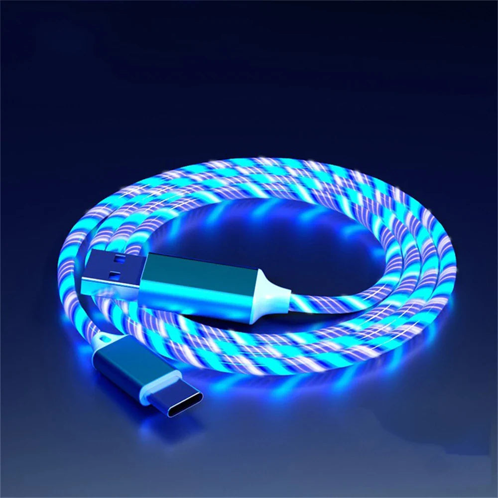 NNBILI Glowing LED Light USB 3 IN 1 cable Phone Fast Charging Charger Luminous Type C Cable For Xiaomi iPhone Phone Accessories