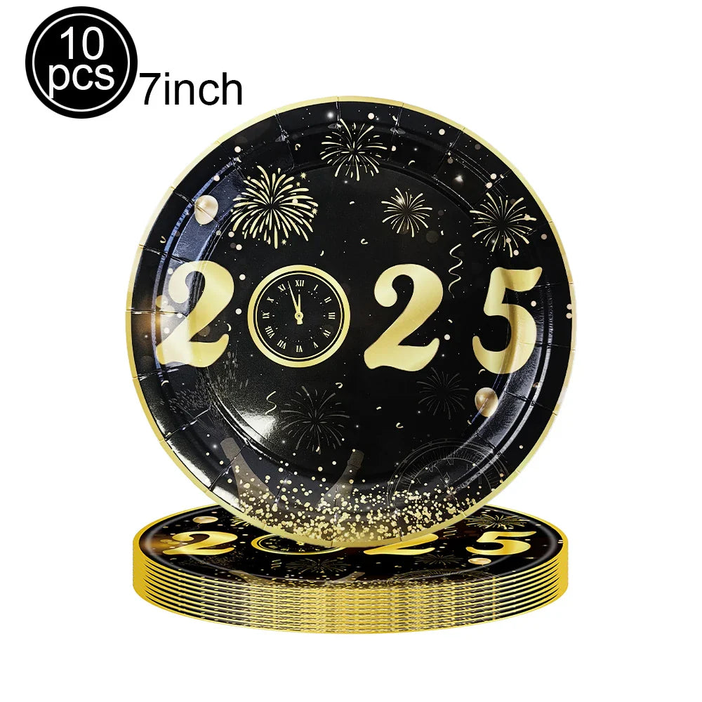 Happy New Year 2025 Balloons Gold Number 2025 Foil Balloons Happy New Year Letters Balloon Banner Gold New Years Eve Party Decor