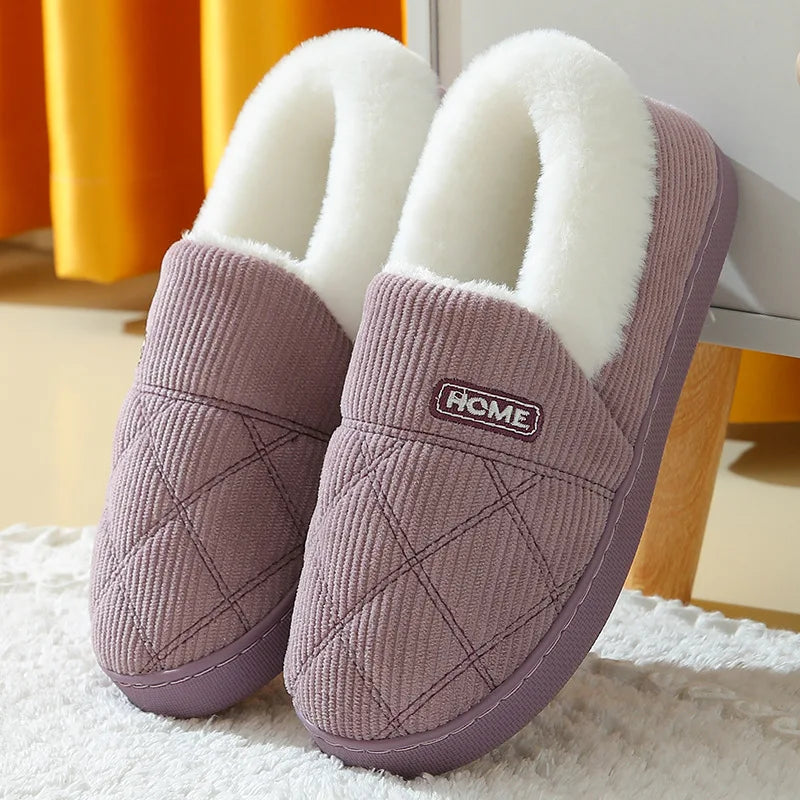 Eyriphy Winter Warm Plush Slippers Women Comfort Warm Cotton Shoes Soft Sole Indoor Outdoor Bedroom Slides Female Lovely Slipper