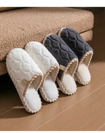 Cotton Slippers for Women Suitable for Spring Autumn Living Indoor Anti Slip Home Warm Home Couple Winter Furry Men Slippers