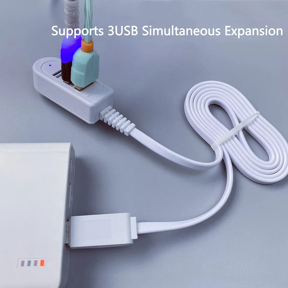 3 In 1 USB Splitter Socket Multi-function 3A Charger Converter USB Port Hub Digital Data Cables Accessories Extension Cable Line
