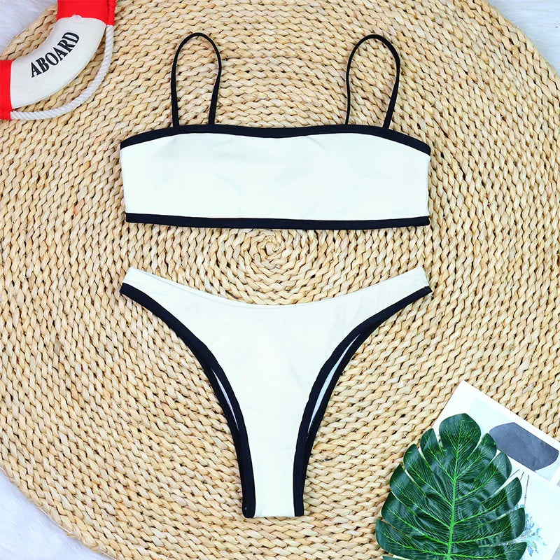 Woman Swimwear 2024 High Waist Bikinis Shorts Women's Swimsuit Luxury Ribbed Two-piece Bathing Suits Summer Bikini Set Swim Suit