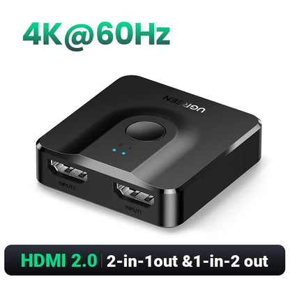 UGREEN HDMI Switch 4K for Xiaomi Mi Box Bi-directional HDMI -compatible Switcher for Xbox PS4 TV Box Splitter HDMI Switcher