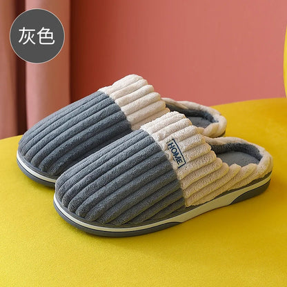 Bebealy Men Shoes Fur Women Slippers Winter House Shoes For Women Indoor Plush Warm Women Shoes 2024 Casual Home Shoes For Men