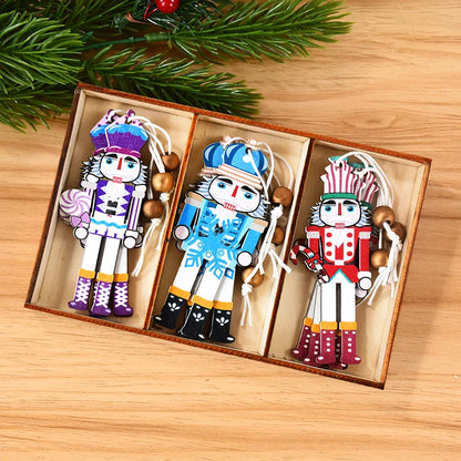 Christmas Nutcracker Soldier Wooden Pendant Xmas Tree Hanging Ornaments 2024 Navidad Decoration for Home 2025 New Year Gifts