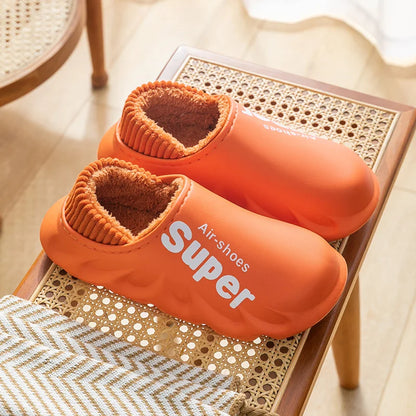 Winter Men Women Warm Slippers Cotton Slippers Outdoor Indoor Warm Shoes Men's Couple Home Bedroom Plush Slippers Big Size 46 47