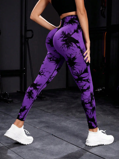 New Tie Dye Yoga Pants Sport Leggings Women Seamless High Waist Push Up Woman Tights Fitness Workout Leggins Gym Clothing
