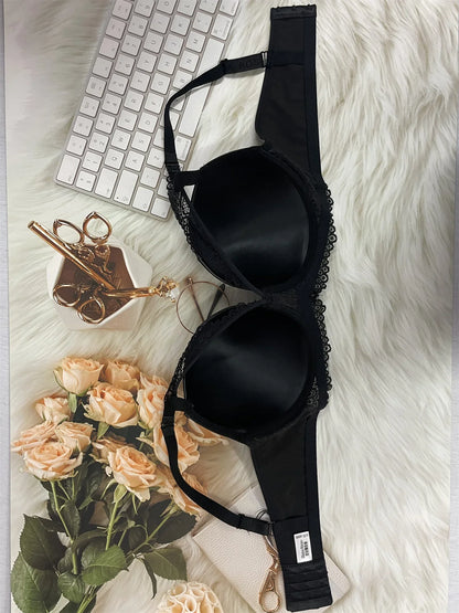 Pu leather fabric women's underwear with underwire pull-up thin mold cup sexy bra