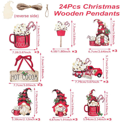 Christmas Gnomes Wooden Pendants Merry Christmas Decorations For Home 2024 Xmas Tree Christmas Ornaments Navidad New Year Gift