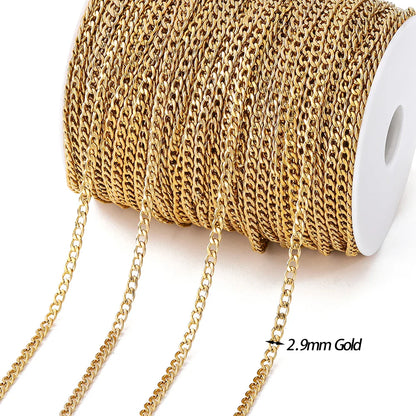 No Fade 2Meters Stainless Steel Chains Gold Color Lips Beads Beaded Chain for Jewelry Making DIY Necklace Bracelet Accessories