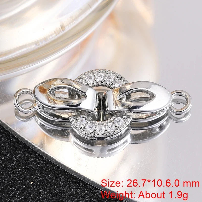 Juya Handmade 18K Gold Silver Plated Fastener Bail Connector Clasps Accessories For Needlework Pearls Beads Jewelry Making