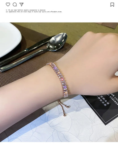Full of Rhinestone Stainless Steel Bracelet For Women 2022 New  Designer Shiny Luxury Zircon Adjustable Bracelets Jewelry Gift