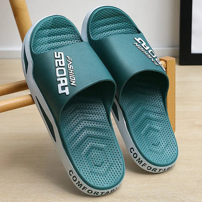 Big Size Men's Slippers Summer Sport Style Slides Anti-slip Thick Sole Breathable Fashion Slip-on Beach Leisure Sandals