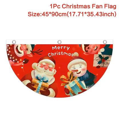 Christmas Fan-shaped Flag Banner Christmas Decoration for Home 2024 Christmas Ornament Xmas Navidad Noel Gift New Year 2025