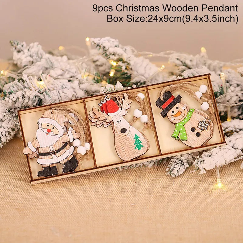 Christmas Gnomes Wooden Pendants Merry Christmas Decorations For Home 2024 Xmas Tree Christmas Ornaments Navidad New Year Gift
